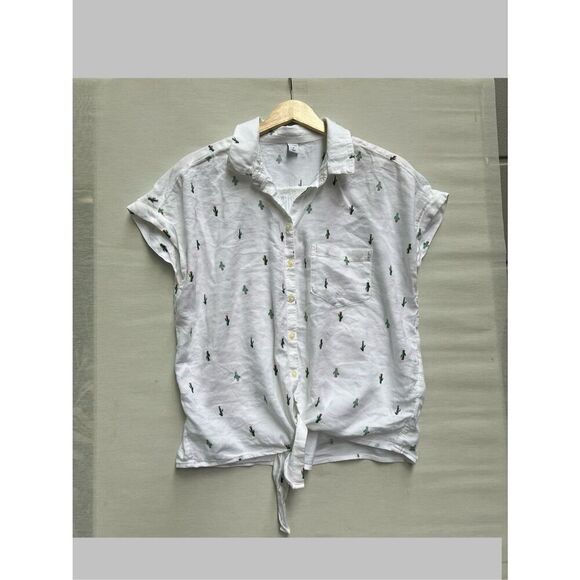 Old Navy Cactus Print Tie-Front Shirt Medium - Picture 1 of 5